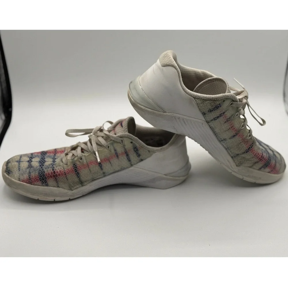 Nike Metcon 5 Mens 10.5 Training Shoes Tie Dye Plaid Red White Blue AQ1189-100